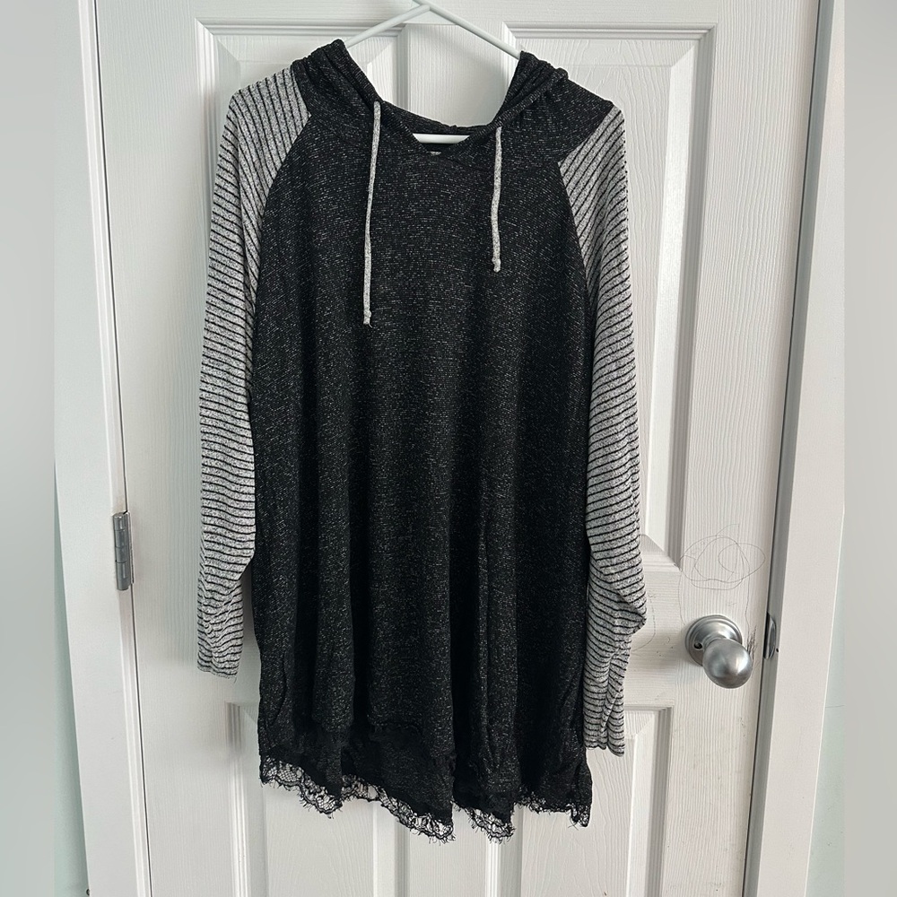 4XL Striped hooded top